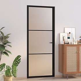 vidaXL Innerdörr 83x201,5 cm svart matt glas och aluminium 350553