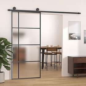 vidaXL Skjutdörr frostat ESG-glas och aluminium 90x205 cm svart 151683