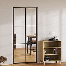 vidaXL Innerdörr ESG-glas och aluminium 93x201,5 cm svart 151204