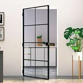 vidaXL Innerdörr 102x201,5 cm härdat glas och aluminium slim 153665