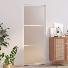 vidaXL Innerdörr 83x201,5 cm vit matt glas och aluminium 350577