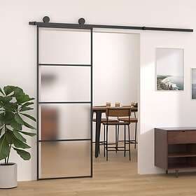 vidaXL Skjutdörr frostat ESG-glas och aluminium 76x205 cm svart 151655