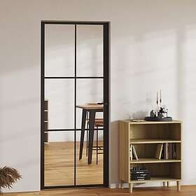 vidaXL Innerdörr ESG-glas och aluminium 83x201,5 cm svart 151203