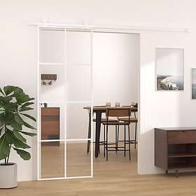 vidaXL Skjutdörr ESG-glas och aluminium 76x205 cm vit 151668