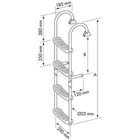 Plastimo Stainless Steel Folding Ladder 180 Crook Grå 3+2 Steps
