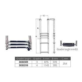 Oem Marine 3030309 3 Steps Telescopic Stainless Steel Ladder Silver