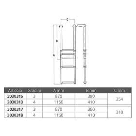 Oem Marine 3030313 4 Steps Telescopic Stainless Steel Ladder Silver