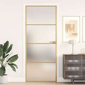 vidaXL Innerdörr guld 83x201,5 cm härdat glas och aluminium slim 155137