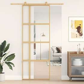 vidaXL Skjutdörr guld 76x205 cm klart ESG-glas och aluminium 155190