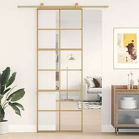vidaXL Skjutdörr guld 76x205 cm klart ESG-glas och aluminium 155166