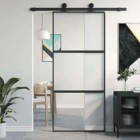 vidaXL Skjutdörr svart 90x205 cm härdat glas och aluminium 155202