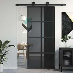 vidaXL Skjutdörr svart 90x205 cm härdat glas och aluminium 155226