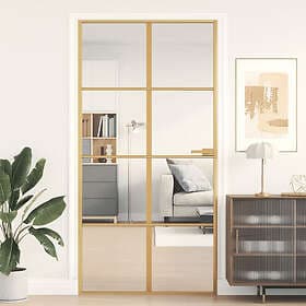 vidaXL Innerdörr guld 102,5x201,5 cm härdat glas och aluminium slim 155143