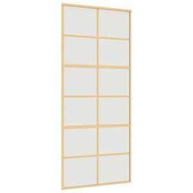 vidaXL Skjutdörr guld 90x205 cm frostat ESG-glas och aluminium 155170