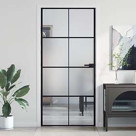 vidaXL Innerdörr svart 93x201,5 cm härdat glas och aluminium slim 155128