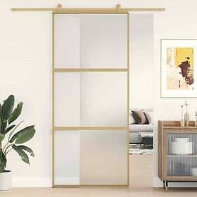 vidaXL Skjutdörr guld 90x205 cm frostat ESG-glas och aluminium 155152