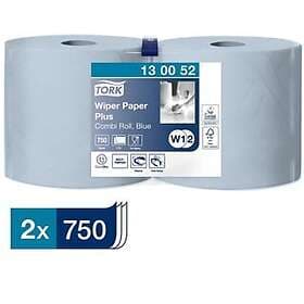 TORK rulle W1/W2 Plus 2-lag QuickDry blå 23,5cm x 255m