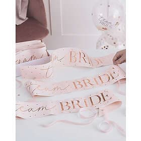 6 stk "Team Bride" Ribbon Blush Hen