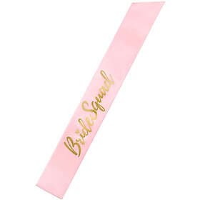 Ljusrosa Bride Squad Band med guldtext
