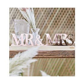 Mr & Mrs Träskylt 7,5x30 cm Pampas