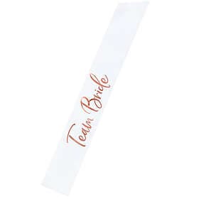 Vitt Team Bride band med roséguld färgad text
