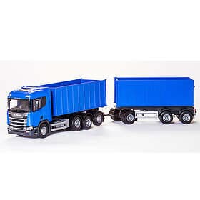 EMEK leksaksbil lastbil m. krok-lyft scania blå 1:25
