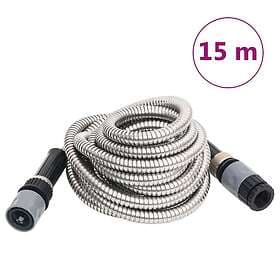 vidaXL Slang med sprutmunstycke silver 0,6" 15 m rostfritt stål