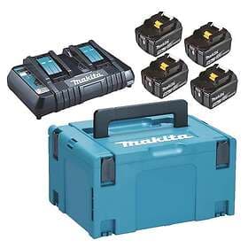 Makita Batteri & dubbelladdare 4st 5 Ah BL1850B & laddare DC18RD Powerpack i MAKPAC