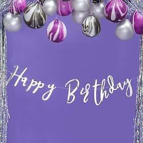 PartyDeco Girlang Happy Birthday Silver Dekoration