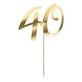 PartyDeco Tårtdekoration Siffra Guld Siffra 40