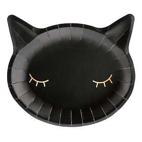 PartyDeco Papperstallrikar Sovande Katt 6-pack