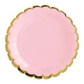 PartyDeco Papperstallrikar Rund Rosa/Guld 6-pack