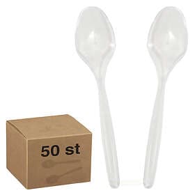 Papstar Flergångsbestick Bio-Plast Transparenta Skedar 50-pack