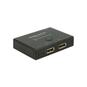 DeLock Displayport 2 1 Switch bidirectional 4K 60 Hz omkopplare för video 2 portar