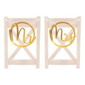 Stolsdekorationer Mr & Mrs Guld