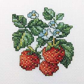 Broderikit jordgubbar 10x10 cm RTO