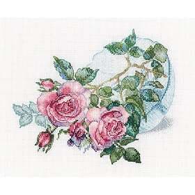 Broderikit roser i vas 19,5x16 cm RTO