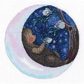 Broderikit stjärnfall björnmotiv måne 16,5x16,5 cm RTO
