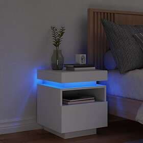 vidaXL Sängbord med LED-belysning vit 40x39x48,5 cm 836784