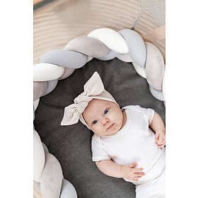 Luna Bambini flätat spjälskydd i bomullsmuslin Grå/Vit