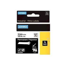 Dymo Tape Rhinopro Permanent Polyester 12mm Svart/transparent