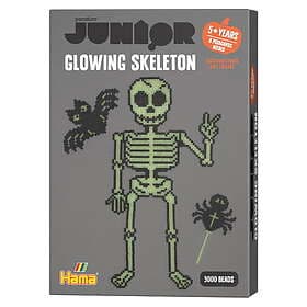 Panduro Hobby DIY-kit Skelett av Hama-pärlor som är självlysande glow in the dark – L. 52 cm