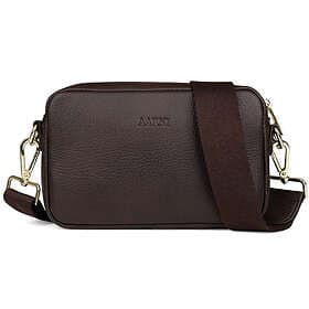 Aarni mörkbrun crossbody-väska med guldfärgad dragkedja