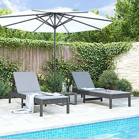 vidaXL Solsängar 2 st grå 199,5x60x74 cm massivt trä furu 825070