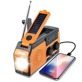 N-store Vevradio Med Solcell Och Powerbank Extreme 5000 Mah Orange