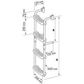 Plastimo Stainless Steel Folding Ladder 90 Crook Grå 2+3 Steps