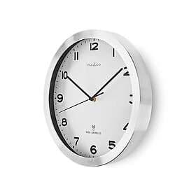 Nedis Radiokontrollerad Väggklocka 30 cm Analog Silver/Vit