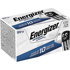 Energizer Ultimate Litium 9V/522 Batteri 10-Pack