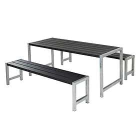 Plus Bänkset Svart Plankesæt med bord+2 bænke 185400-15