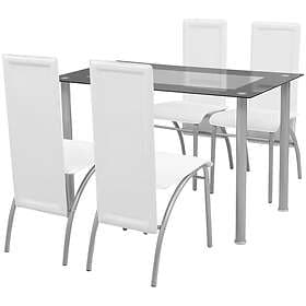 vidaXL Matbord och stolar 5 delar vit 242913